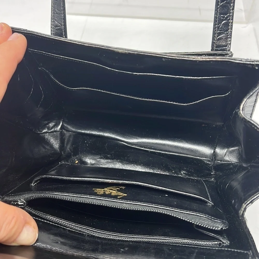 Lucille de Paris Black Crocodile Handbag